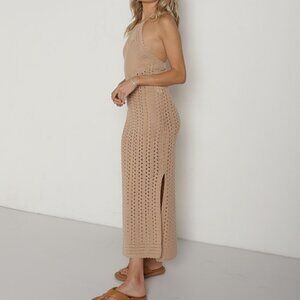 🪄♲🫰🏼 Spell Mirage Crochet Midi Dress in Walnut Size Medium